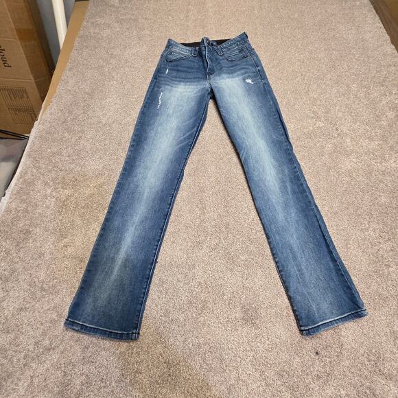 distressed Democracy Ab Solution straight jeans sz 8 high rise blue jeans - Picture 2 of 14
